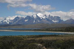 The granite spires of Torre del Paines N.P. are clearly visible